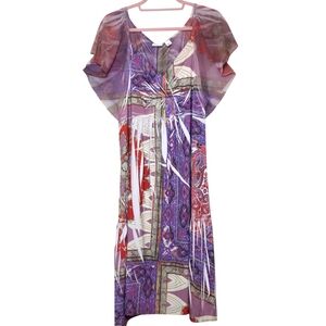 Cato Multi Color Size XL Flutter Sleeve Maxi Sundress Fairy Whimsical Boho